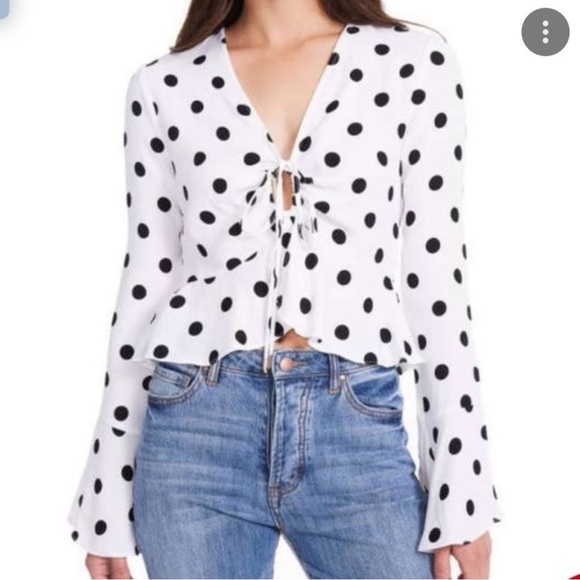 Afrm Scarlett Tie Front Polka Dot Top New With Tag Size XS New With Tag - Picture 1 of 7